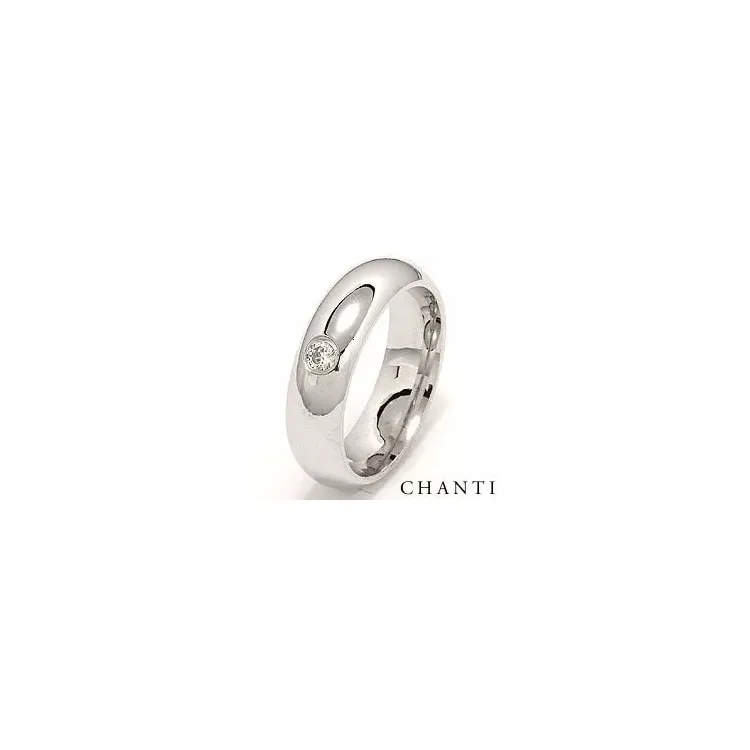 Bred rund brillant vielsesring i 14 karat hvidguld 0,10 ct