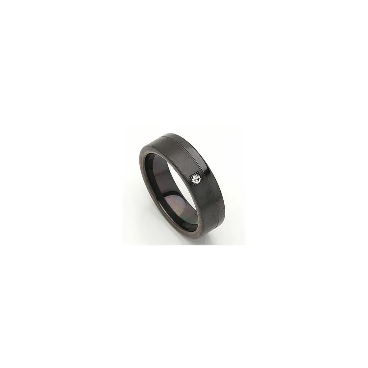 Vielsesring i sort stål 0,025 ct