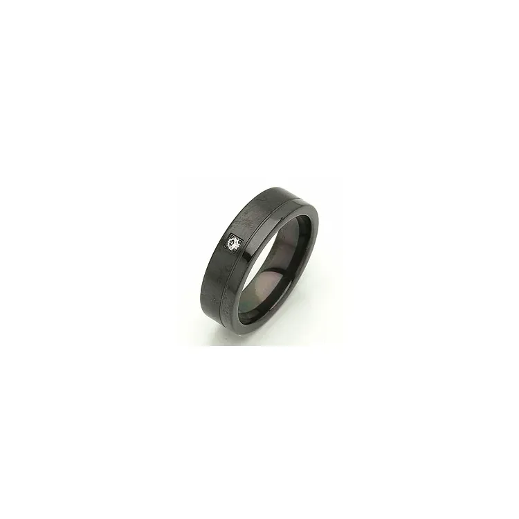Vielsesring i sort stål 0,025 ct
