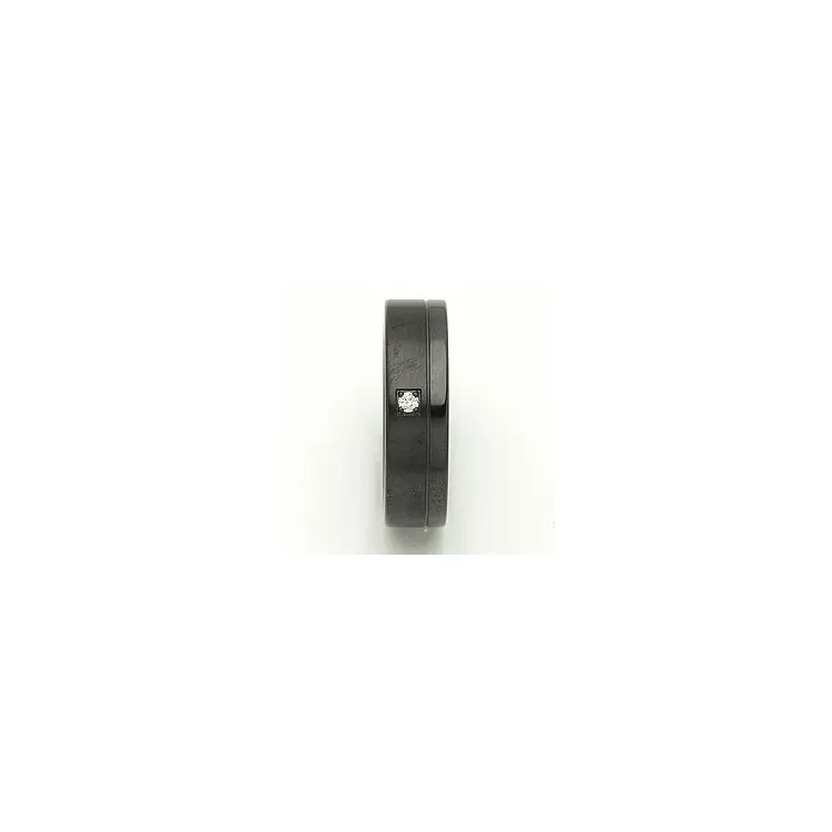 Vielsesring i sort stål 0,025 ct