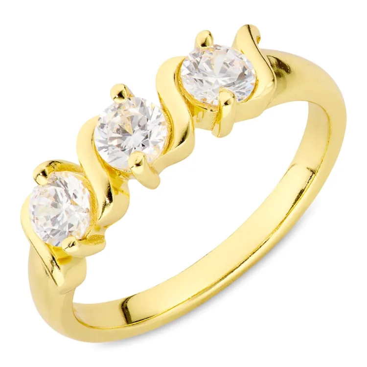 zirkon ring i forgyldt messing - Eliné