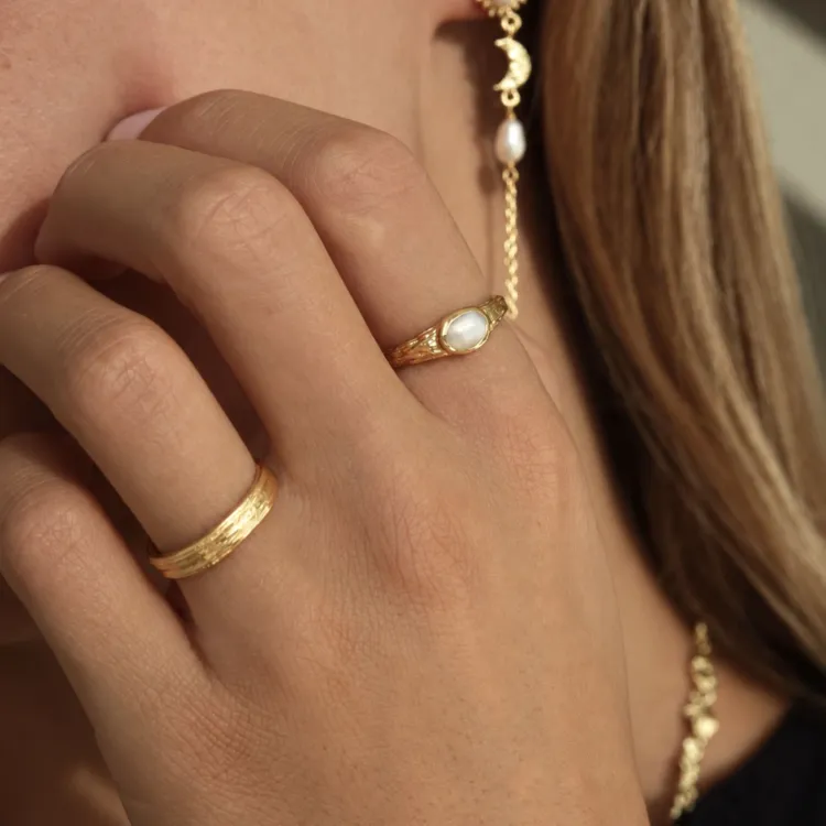 perle ring i forgyldt messing - Eliné