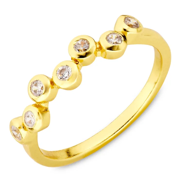 zirkon ring i forgyldt messing - Bubbly Sparkle
