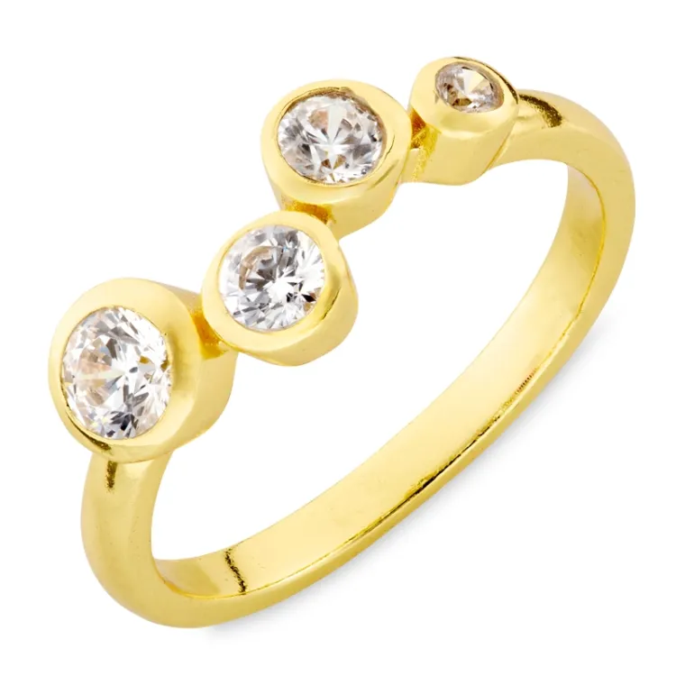 zirkon ring i forgyldt messing - Bubbly Sparkle