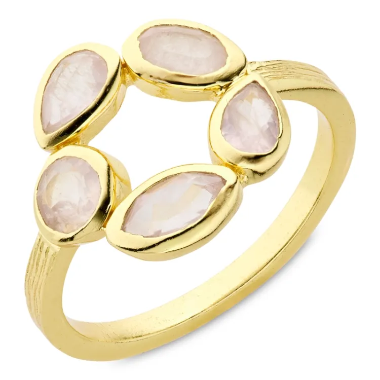 pink jadesten ring i forgyldt messing - Eliné