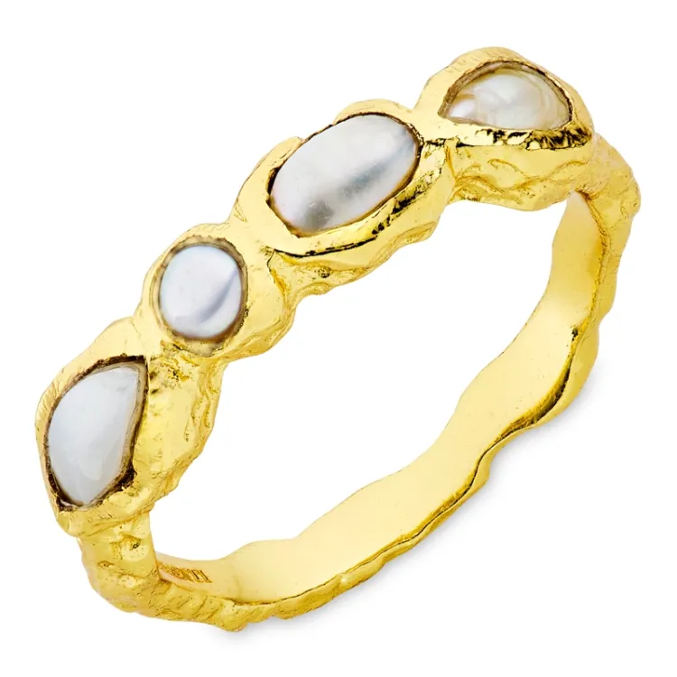 perle ring i forgyldt messing - Eliné
