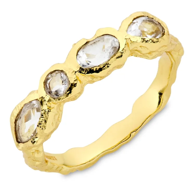 klar quartz ring i forgyldt messing - Eliné