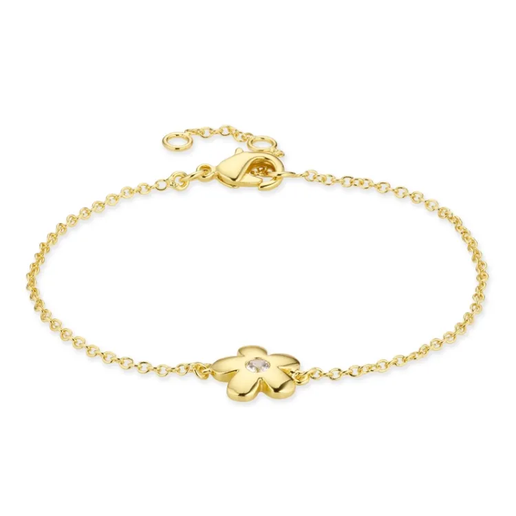 blomster zirkon armbånd i forgyldt messing - Eliné