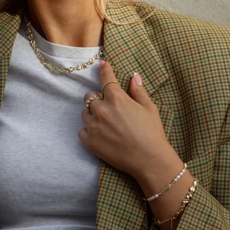 perle armbånd i forgyldt messing - Eliné