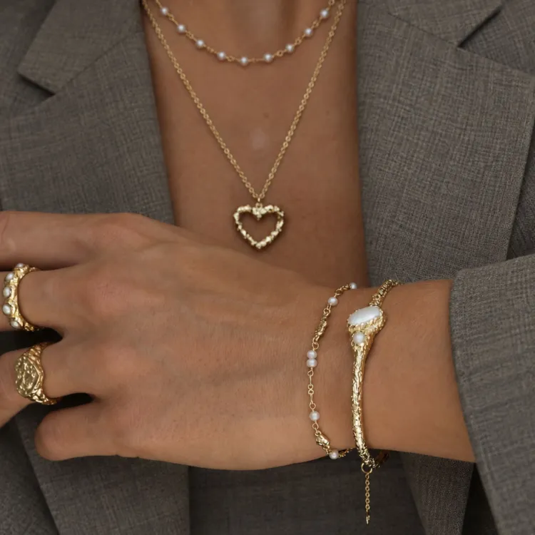 perle armbånd i forgyldt messing - Eliné
