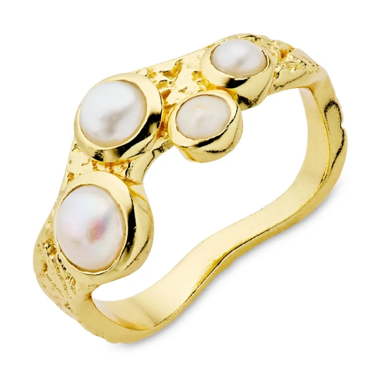 perle ring i forgyldt messing - Eliné