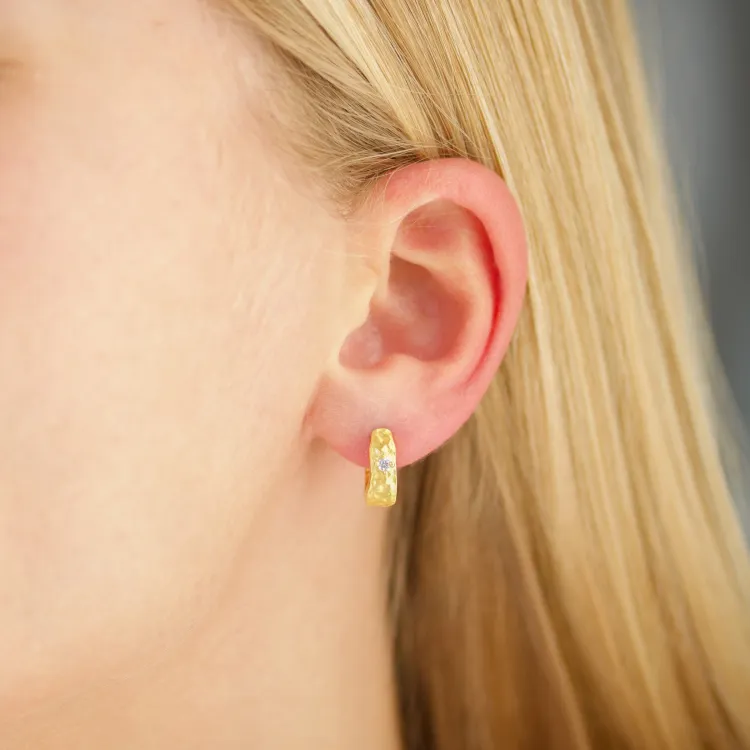 12 mm zirkon creoler i forgyldt messing - Eliné