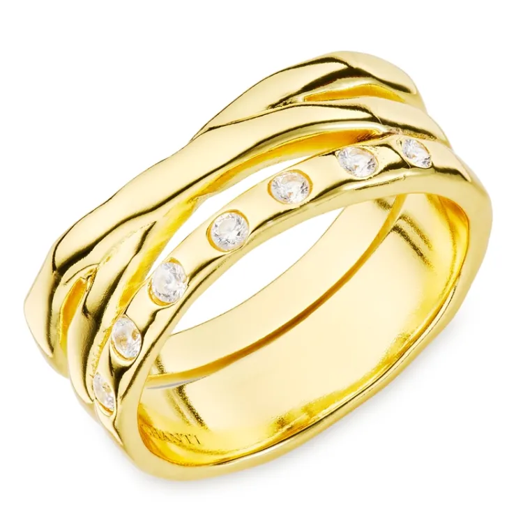 zirkon ring i forgyldt messing - Eliné