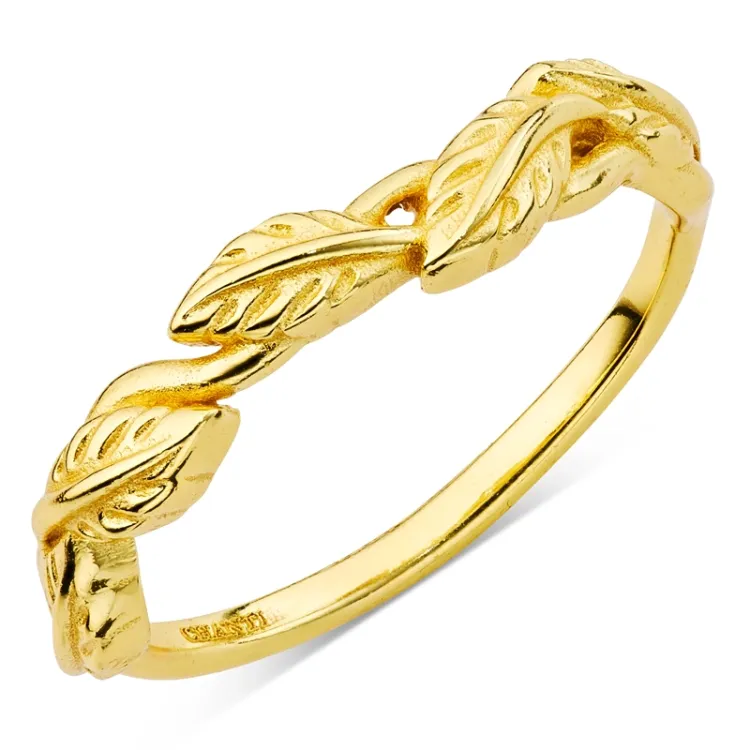 blad ring i forgyldt messing
