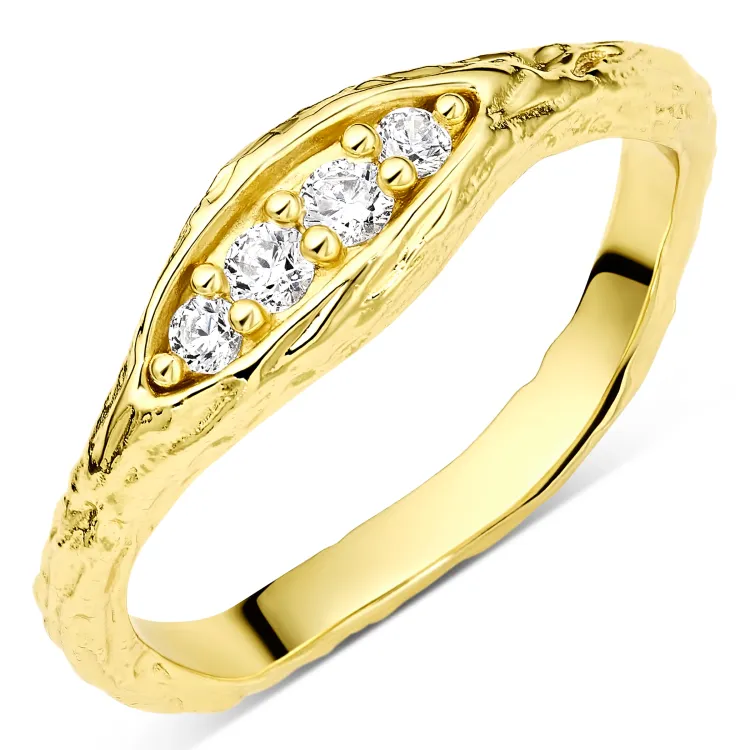 zirkon ring i forgyldt messing - Eliné