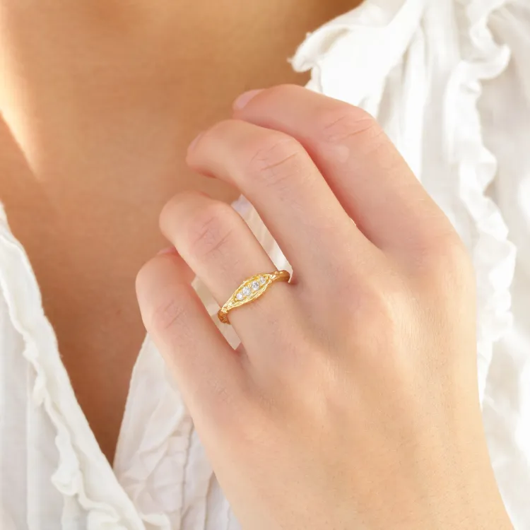 zirkon ring i forgyldt messing - Eliné