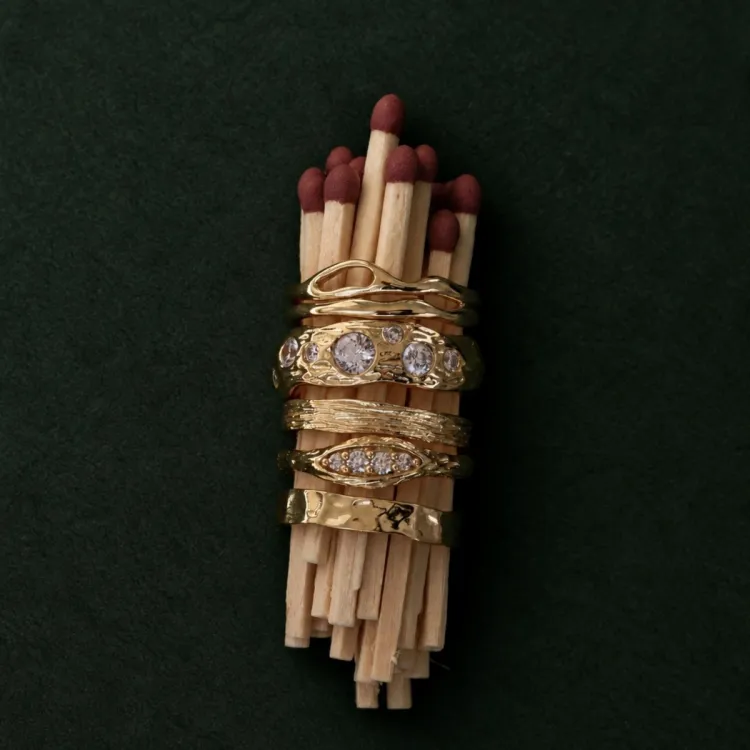 zirkon ring i forgyldt messing - Eliné