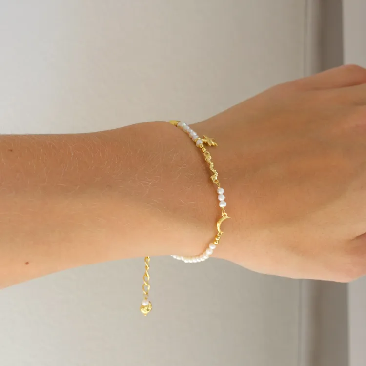 perle armbånd i forgyldt messing - Eliné
