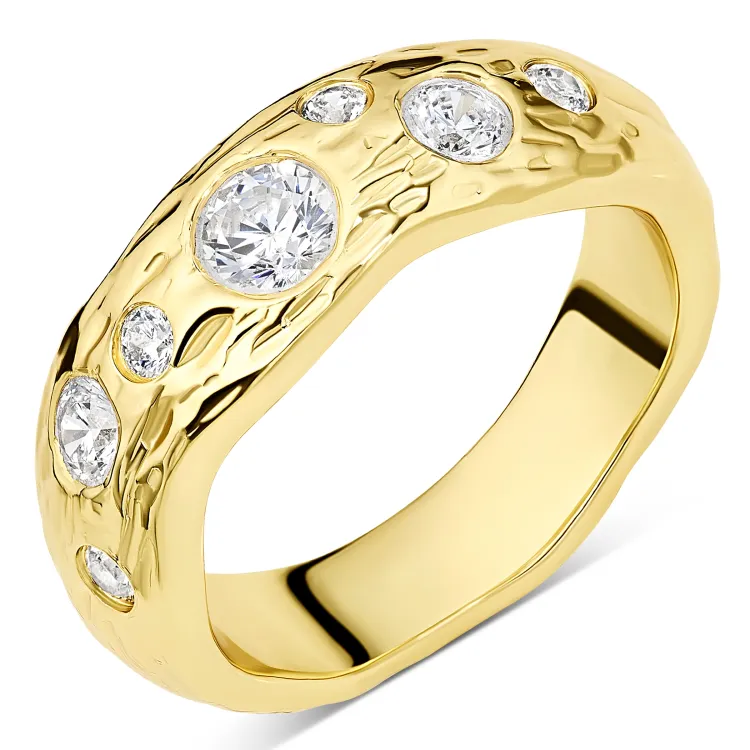 zirkon ring i forgyldt messing - Eliné