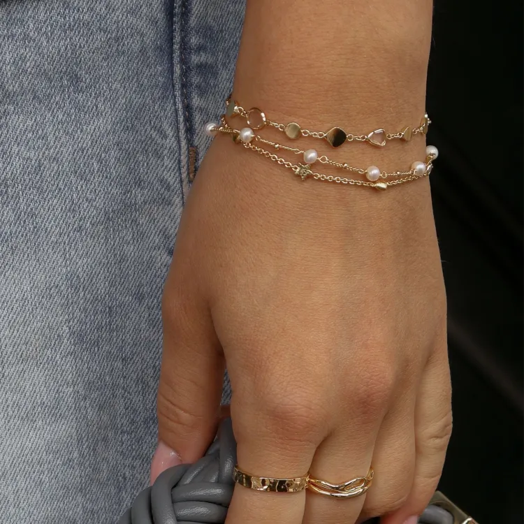 perle armbånd i forgyldt messing - Eliné