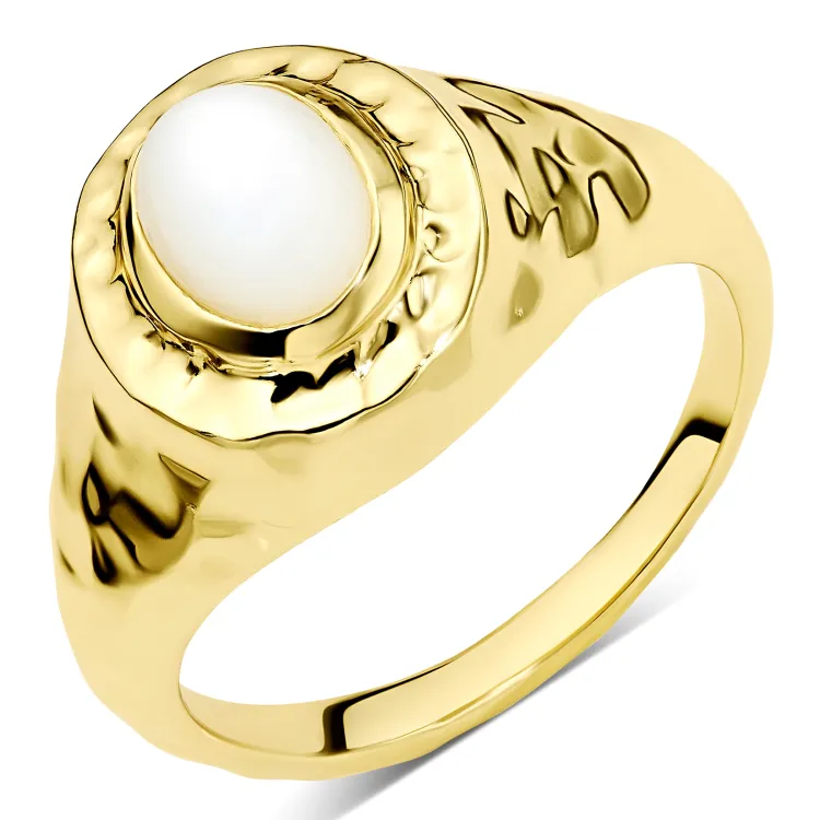 perlemor ring i forgyldt messing - Eliné