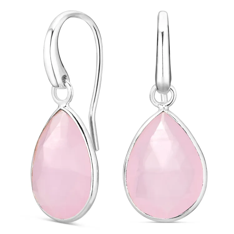 rosa krystal øreringe i forsølvet messing - Loom Stones