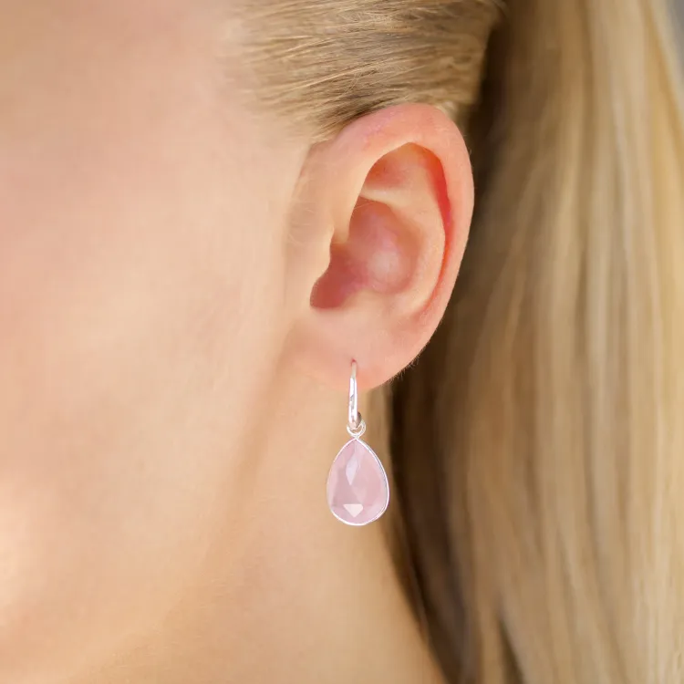 rosa krystal øreringe i forsølvet messing - Loom Stones