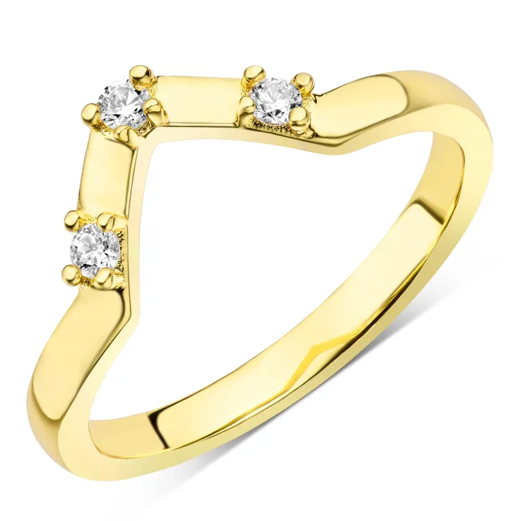 zirkon ring i forgyldt messing - Eliné