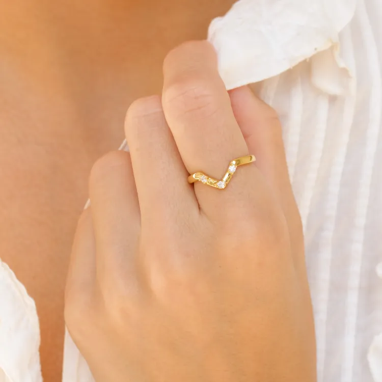 zirkon ring i forgyldt messing - Eliné