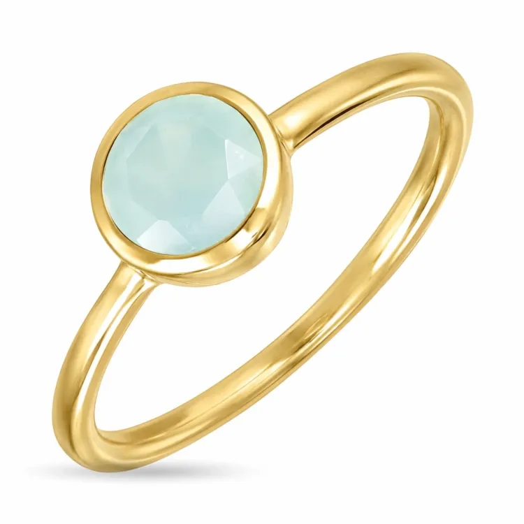 aqua krystal ring i forgyldt messing - Loom Stones