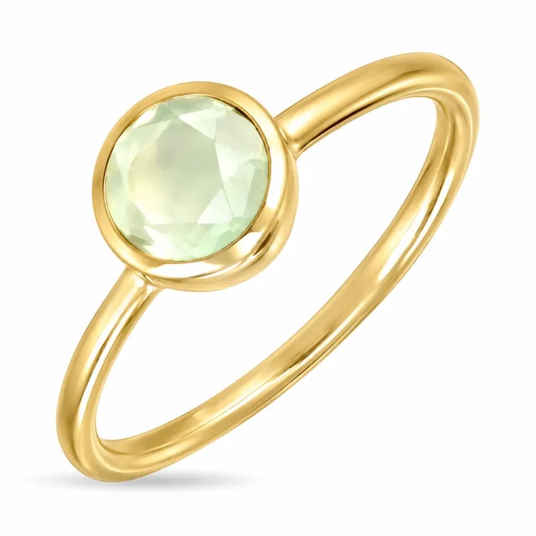 lysegrøn krystal ring i forgyldt messing - Loom Stones