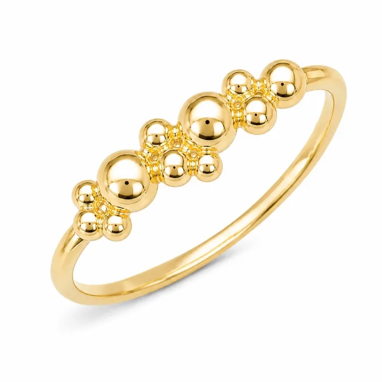kugle ring i forgyldt messing - Bubbly Pure