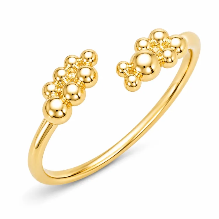 kugle ring i forgyldt messing - Bubbly Pure