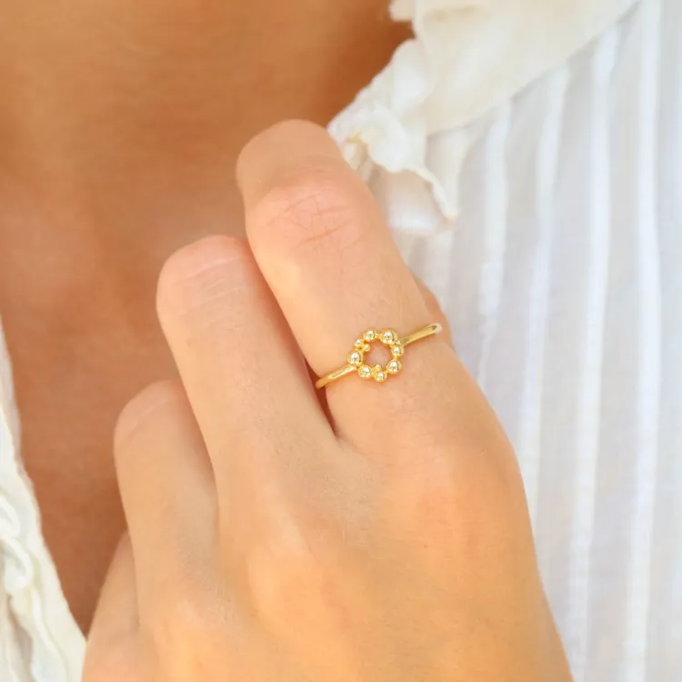 kugle ring i forgyldt messing - Bubbly Pure