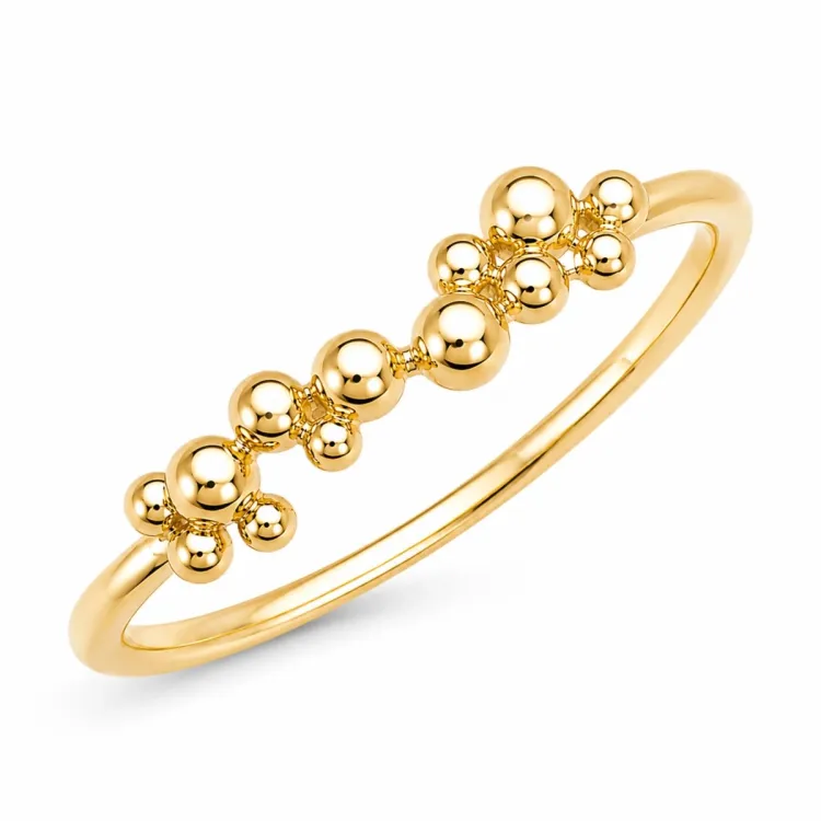 kugle ring i forgyldt messing - Bubbly Pure