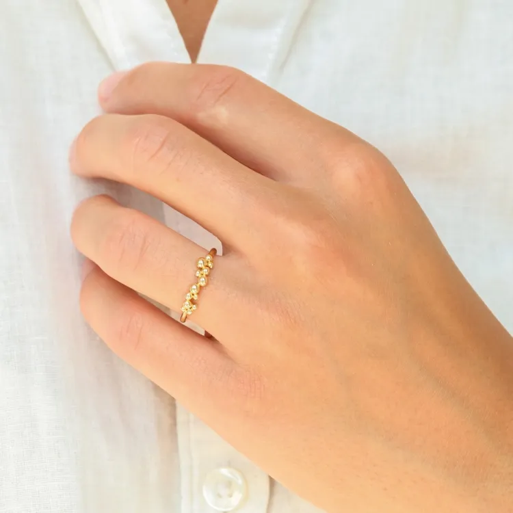 kugle ring i forgyldt messing - Bubbly Pure