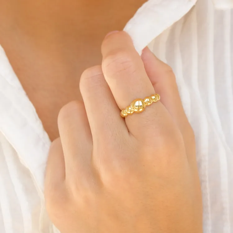 kugle ring i forgyldt messing - Eliné