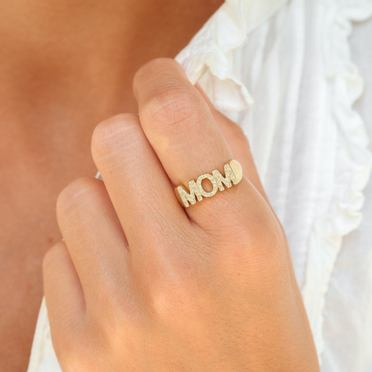 mom ring i forgyldt messing - My Letter