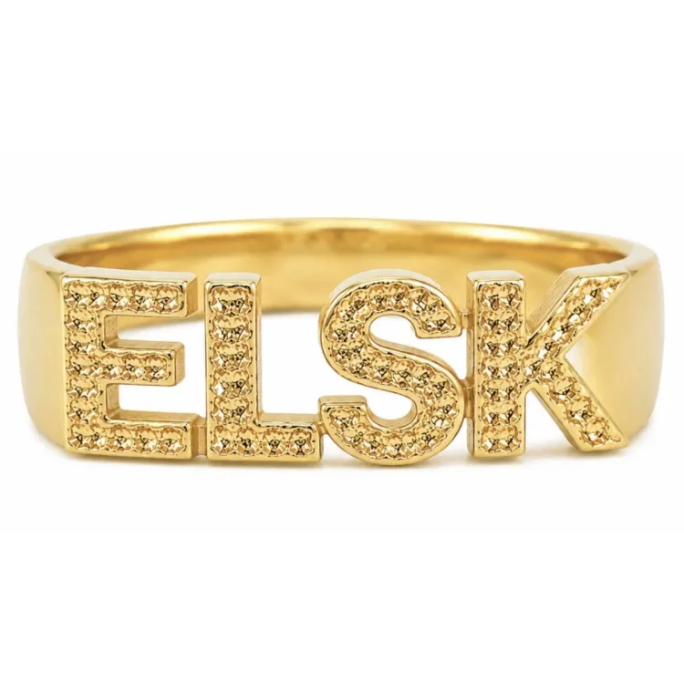 elsk ring i forgyldt messing