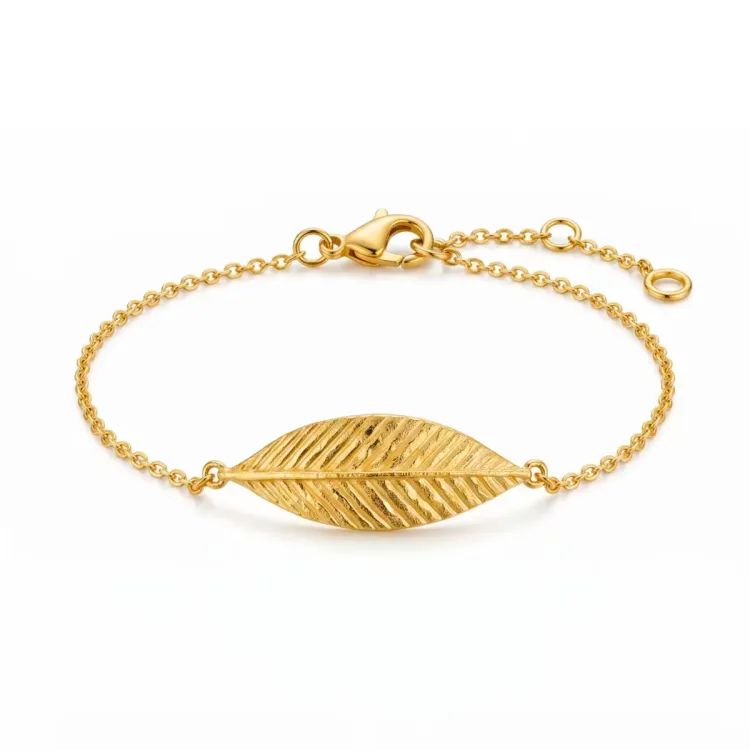 blad armbånd i forgyldt messing - Pure Nature