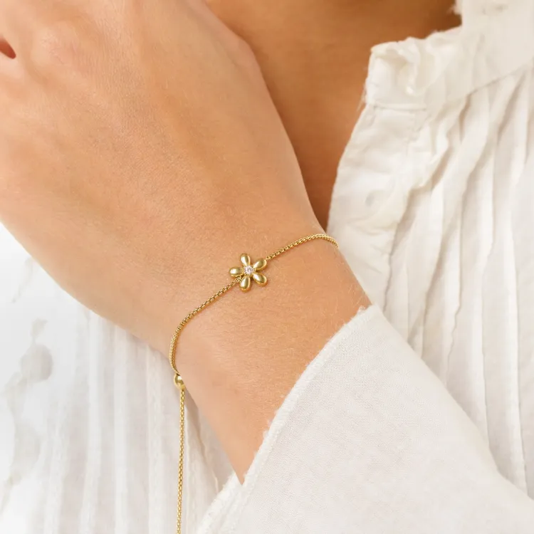 vandfast blomster armbånd i forgyldt stål - OCEANA