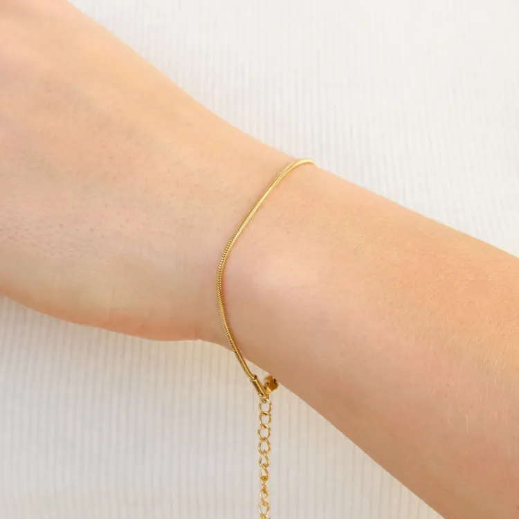 vandfast armbånd i forgyldt stål 15 cm + 4 cm x 1,0 mm  - OCEANA