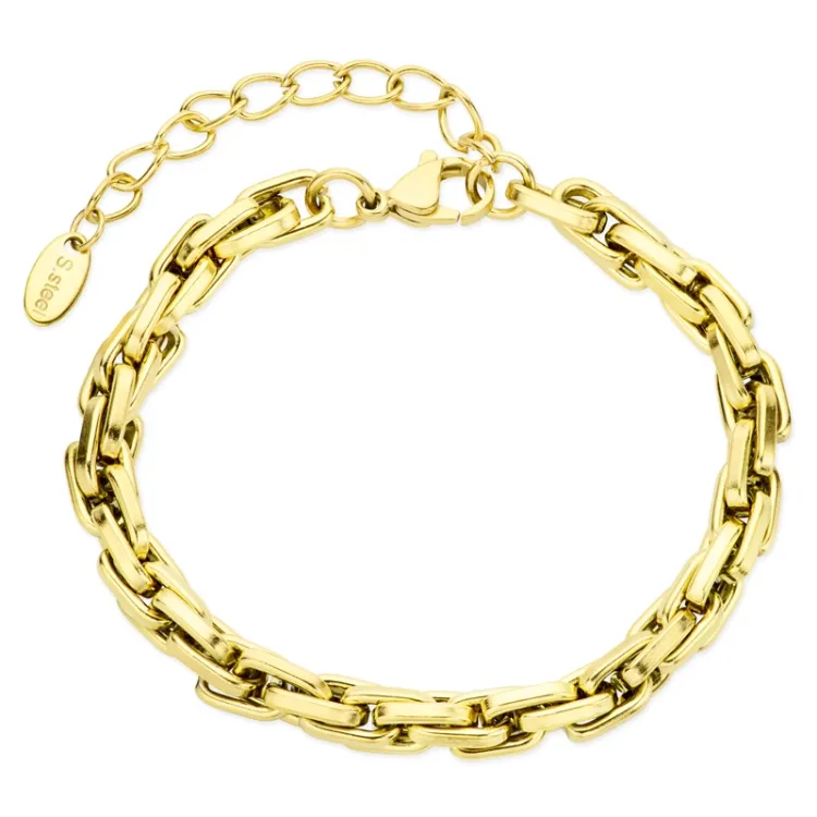 vandfast armbånd i forgyldt stål 16 cm + 5 cm x 5,5 mm  - OCEANA
