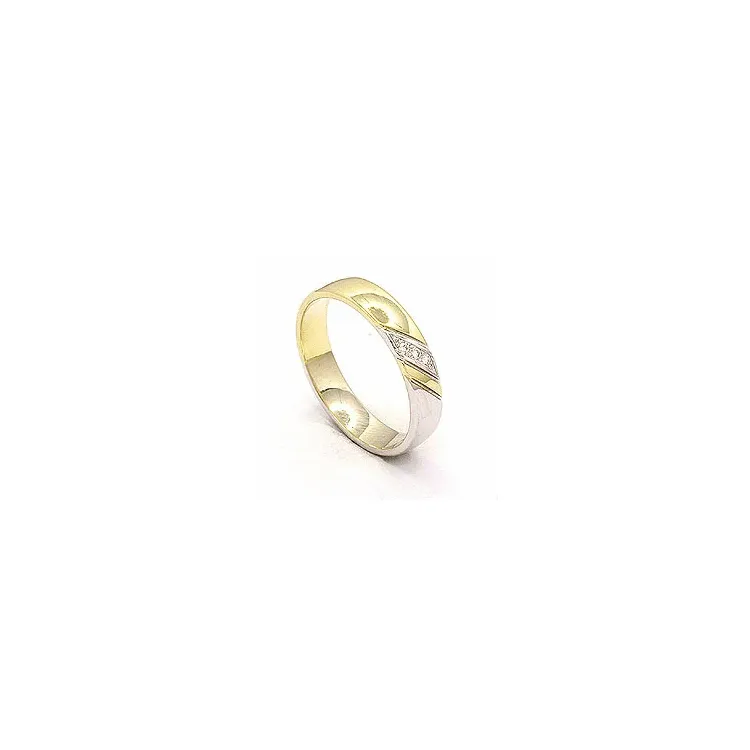 Vielsesring i 14 karat guld.- og hvidguld 3 x 0,008 ct