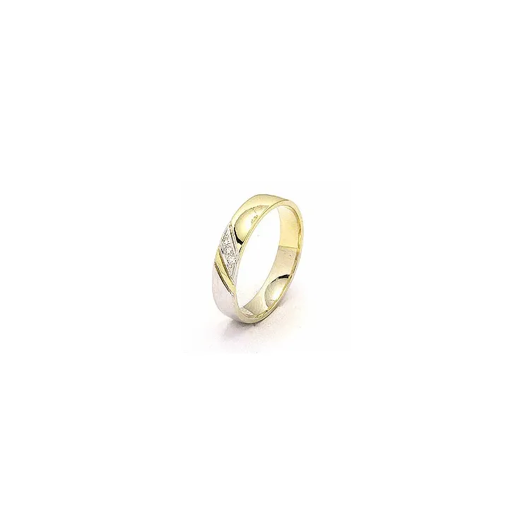 Vielsesring i 14 karat guld.- og hvidguld 3 x 0,008 ct