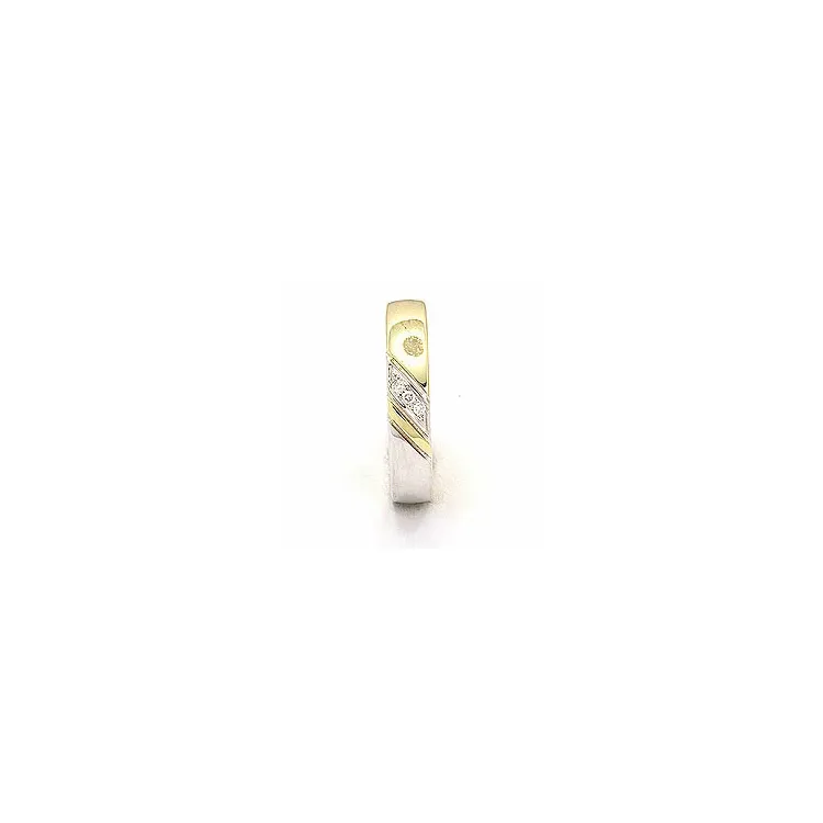 Vielsesring i 14 karat guld.- og hvidguld 3 x 0,008 ct