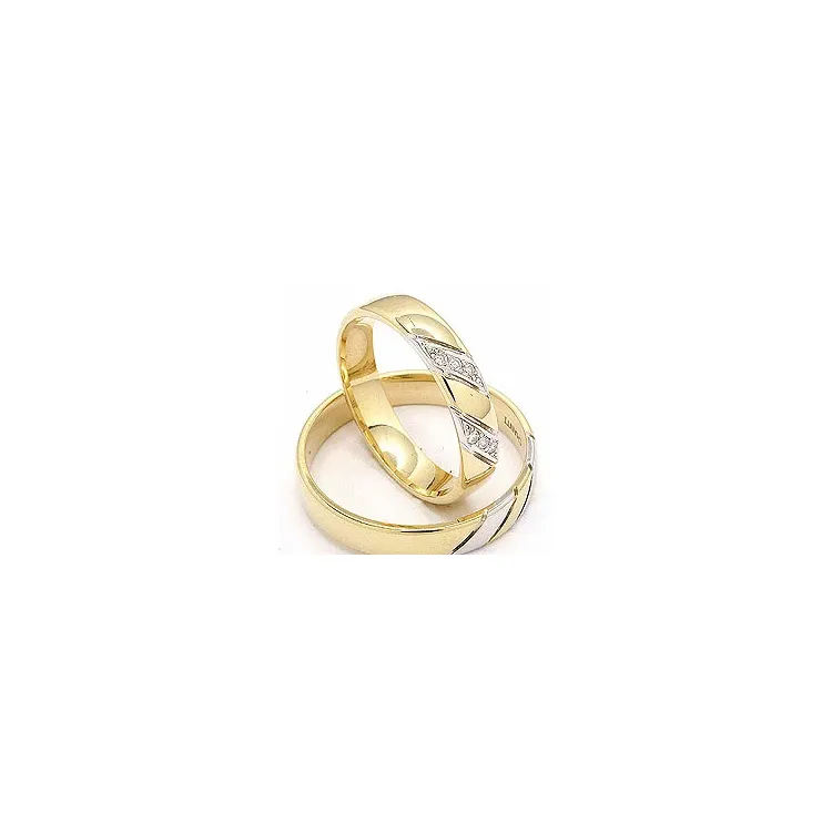 tofarvet vielsesringe i 14 karat guld.- og hvidguld 6 x 0,008 ct - sæt