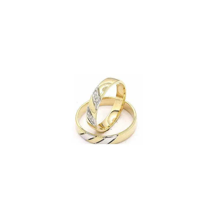 tofarvet vielsesringe i 14 karat guld.- og hvidguld 6 x 0,008 ct - sæt