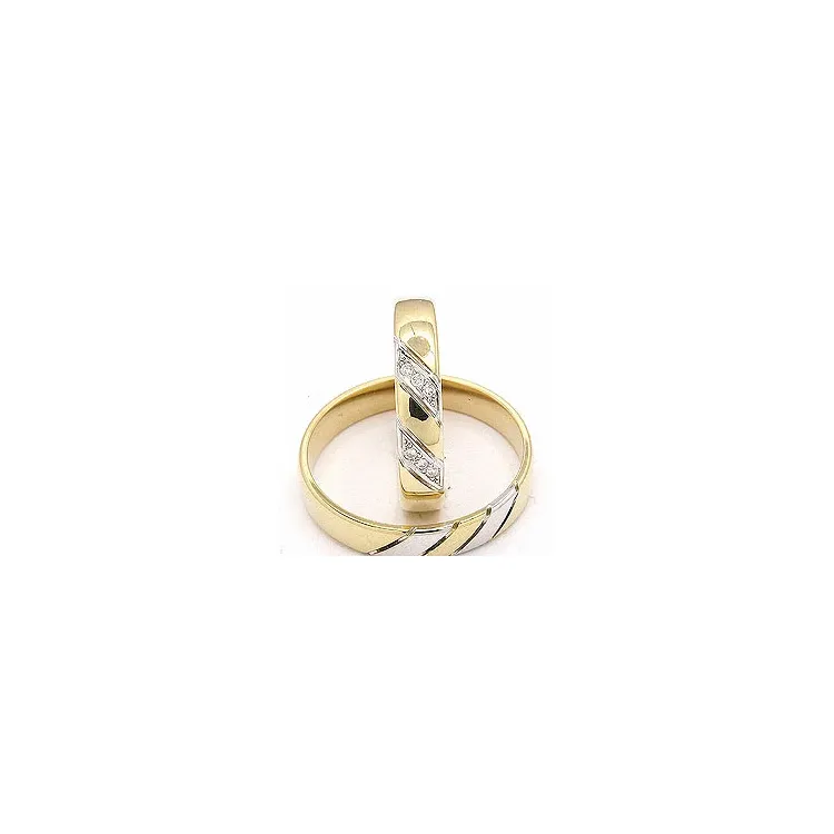 tofarvet vielsesringe i 14 karat guld.- og hvidguld 6 x 0,008 ct - sæt
