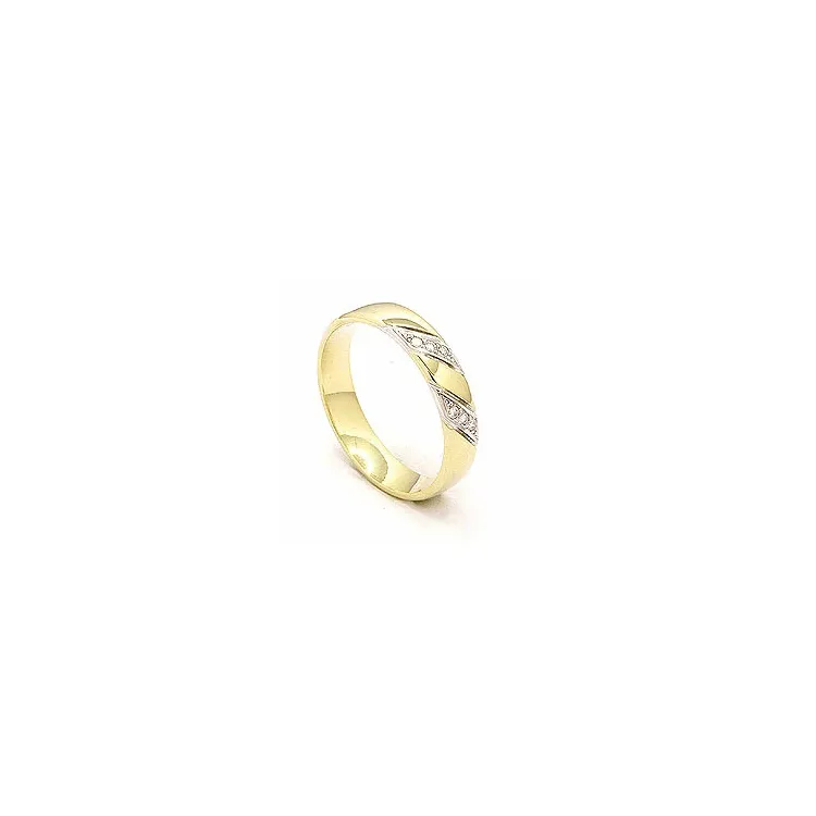 Tofarvet brillant vielsesring i 14 karat guld.- og hvidguld 6 x 0,008 ct